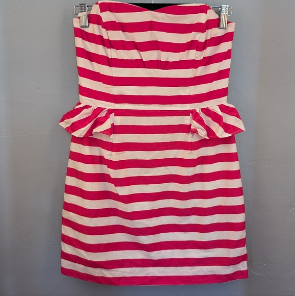 Lilly Pulitzer Dresses & Skirts - 🌙 Lilly Pulitzer Pink and White Striped Strapless Dress
